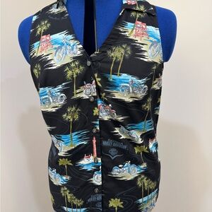 Harley-Davidson Black Graphic Sleeveless collared shirt